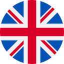 Round icon of the United Kingdom flag with red, white, and blue colors.